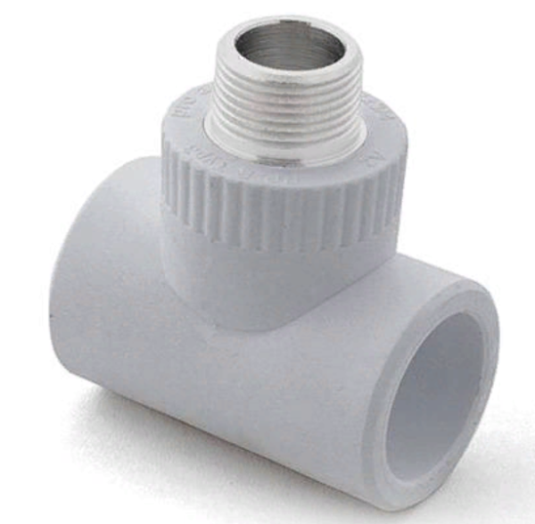 Тройник комбинированный с наруж.рез. 25х3/4", серый РТП