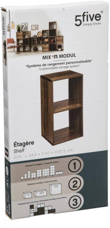 Стеллаж 5Five Mix n'Modul 2 секции 68х34,5х32 см коричневый 167861