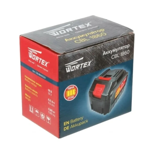 Аккумулятор WORTEX CBL 1860 18.0 В, 6.0 А/ч, Li-Ion ALL1, арт.CBL18600029