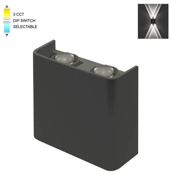 Светильник настенный VT/BINO-2/4W/SMD/3xCCT/11*10CM/IP65/BLC/OUTWALL 3231090