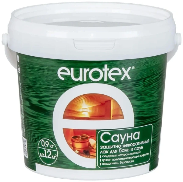 Лак защитный для дерева состав "Eurotex-Сауна" 0,9кг