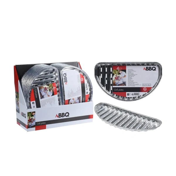 Формы аллюминиевые 4 шт. для барбекю полукруглые 32*19*1,8 см., К