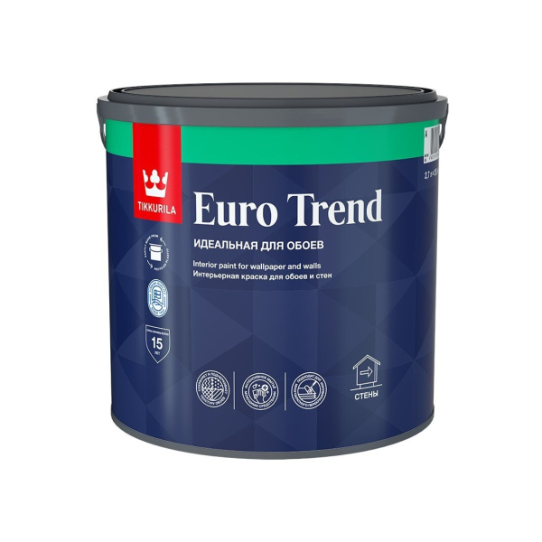 Краска для обоев и стен EURO TREND A мат 2,7л Краска для обоев и стен EURO TREND A мат 2,7л