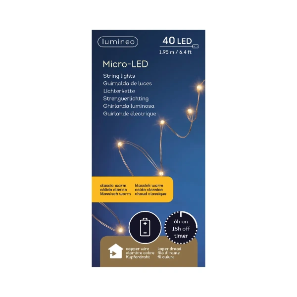 Микрогирлянда LED Капелька 195см медный на батарейках 3хАА (в кпл.не входит)482493 Kmg