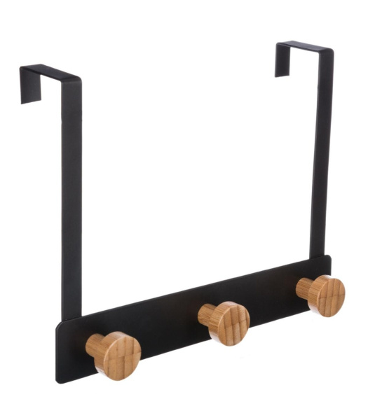 Вешалка на дверь 5Five 3 крючка,цвет натуральный/черный 25х5х20 см 151569А Вешалка на дверь 5Five 3 крючка,цвет натуральный/черный 25х5х20 см 151569А