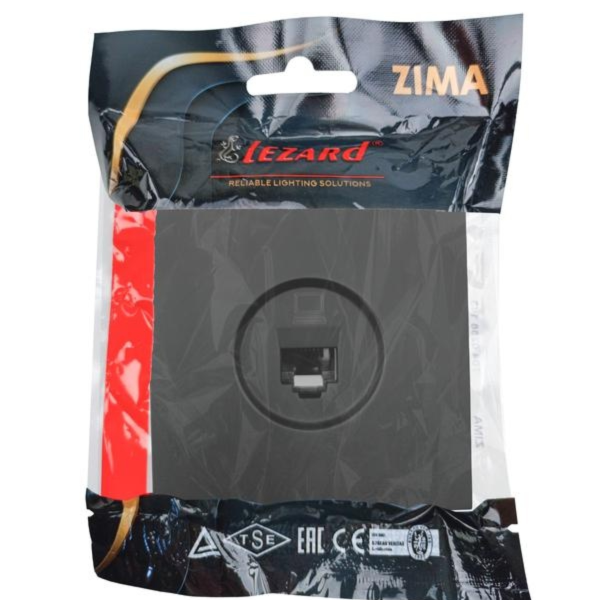 Розетка ZIMA 704 4288 139 компьютерная черная матовая (механизм)