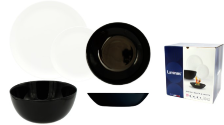 Столовый набор LUMINARC ДИВАЛИ 19 предметов  черно-белый P4360