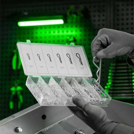 Набор шплинтов, S головки, с фиксацией, 150 предм.// Сибртех