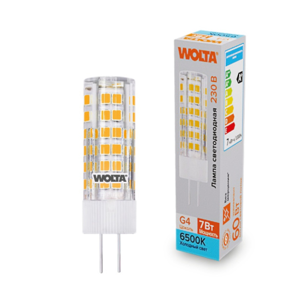 Лампа светодиодная WOLTA  WSTD-JCD-7W6KG9-C (керамика) "Капсульная" JCD 7Вт 600лм 6500K G9 1/10/100/