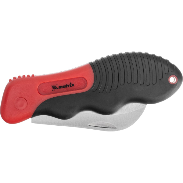 Нож электрика, складной, изогнутое лезвие, эргономичная двухкомпонентная рукоятка//MATRIX