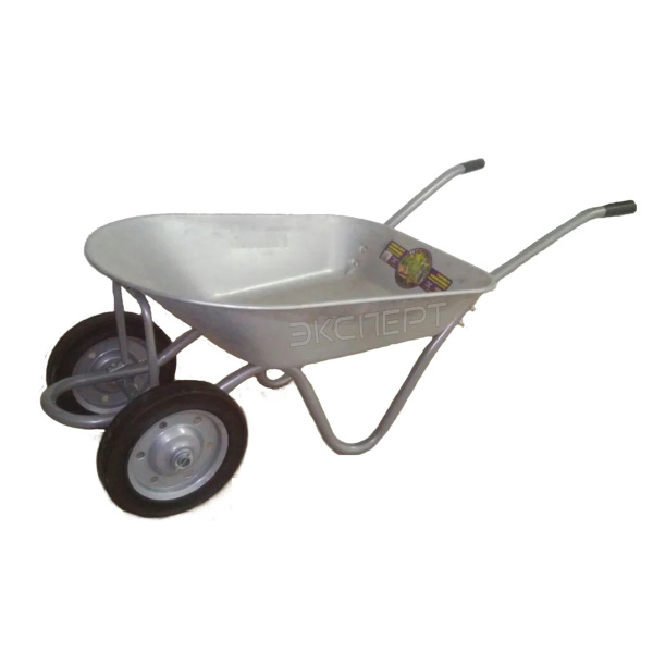 Тачка садовая двухколесная серая "ЭКСПЕРТ" УСИЛЕННАЯ цельнорезин.кол., грузоподъемность -80 кг, V- 7