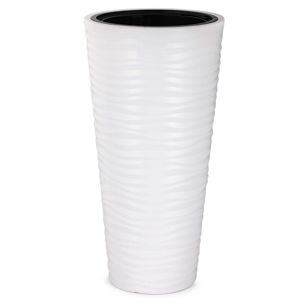 Кашпо напольное Оазис D348мм 10,0/43,0л h 68,5см со вставкой белый М8078