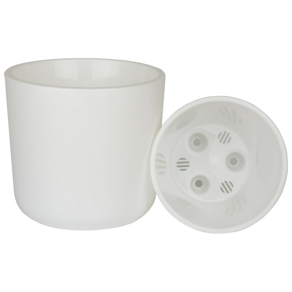 Горшок пластиковый с вкладкой, ЛИОН 9 л БЕЛЫЙ-белый d 25 h 21 ЛИ25-10