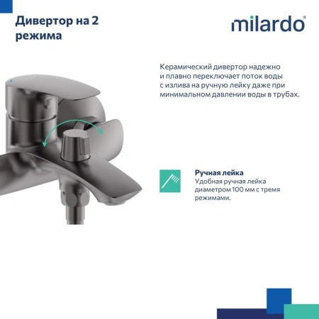 Смеситель в/д графит, Rora, Milardo, RORGM00M02