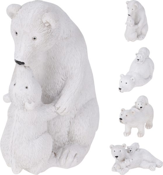 Фигура декоративная Медведь с детенышем белый 4 вида в ассортименте APF649510 К
