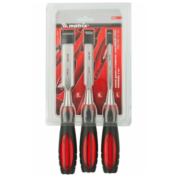 Набор долот-стамесок"Тигровый глаз" плоских, 4 штуки, 6-12-18-24 мм// MATRIX