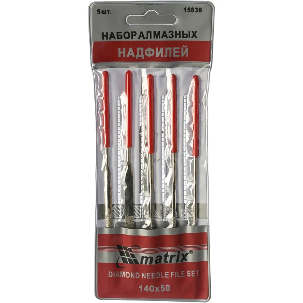 Набор MATRIX надфилей алмазных, 140х50х3, 5 шт.