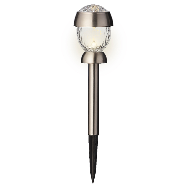 Фонарь садовый d-8, h-25 см., нерж. сталь, на солн.батарее, теплый белый. 898733 Kmg