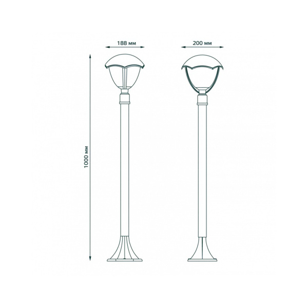 Светильник садово-парковый Gauss Aura столб 200*200*1000mm, 170-240V / 50Hz, 1xE27, Max.60W, IP: 54,
