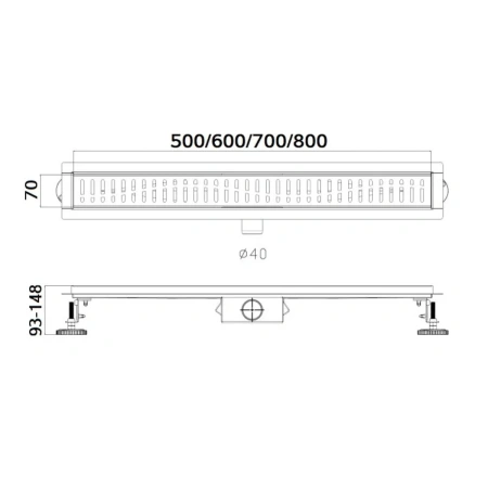 Трап сливной HAIBA HB93600-7 70х600 черный