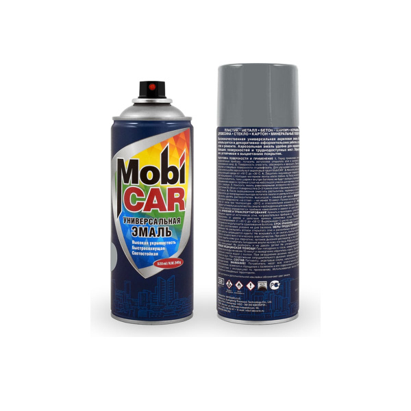 Аэрозольная эмаль универсальная MobiCAR, 520 мл, RAL 7004, сигнальный серый глянцевый