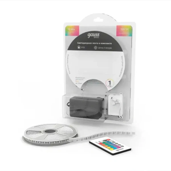 Лента Gauss LED Basic в комплекте 5050/60 10W/m 12V 700lm/m RGB 10mm IP20 5м  BT042