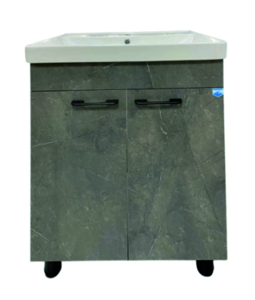 Тумба Neo У 80 напольная, 2 двери, 2 полки справа, бетон