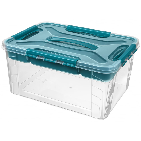 Ящик универсальный Econova GRAND BOX с замками и вставкой-органайзером 15,3л Голубой