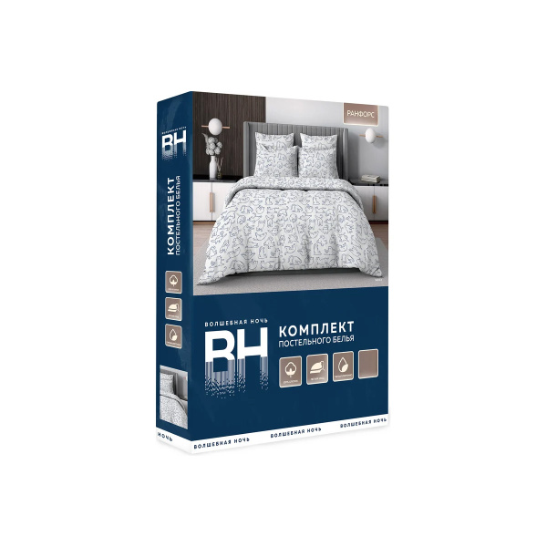 Комплект постельного белья Волшебная ночь Семейный Yoga cat-нав. 50х70 см Поплин 926835