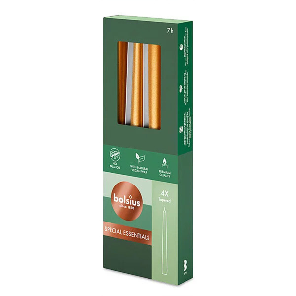 Набор столовых свечей Bolsius 4 шт 24,5х2,4 см Golden Orange