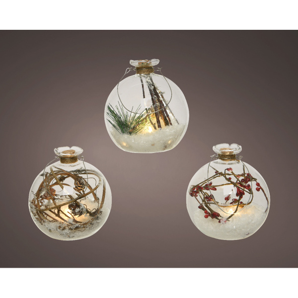 Декорация новогодняя Шар с декором и LED подсветкой 10х10 см в ассорт.482953 Kmg