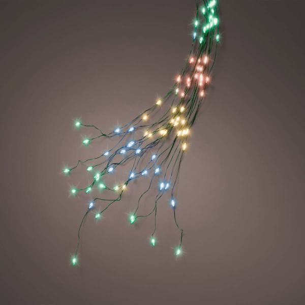 Электрогирлянда Пучек 2,1 м 672 MicroLED IP44 мультиколор зеленый провод 16 нитей 220 В 496161 Kmg