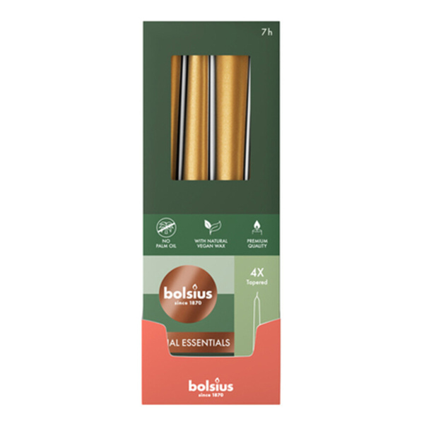 Набор столовых свечей Bolsius 4 шт 24,5х2,4 см Golden Orange