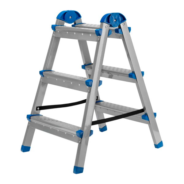 Стремянка двухсторонняя 3 ступени, сталь профиль, стальные ступени, Сибртех
