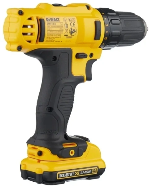 Шуруповерт DCD710D2 LAKA  10,8 В дрель/винтоверт, 2 батареи Li-Ion 1.3 Ач, 1.5 - 10 мм, 24 Нм, 180 В