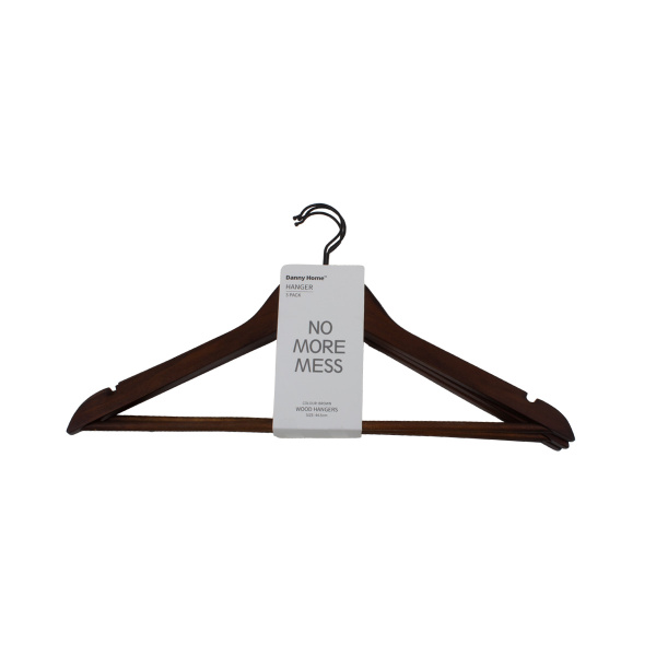 Набор вешалок для одежды DH 3 шт дерево коричневый 44,5х1,2см WH010F-3