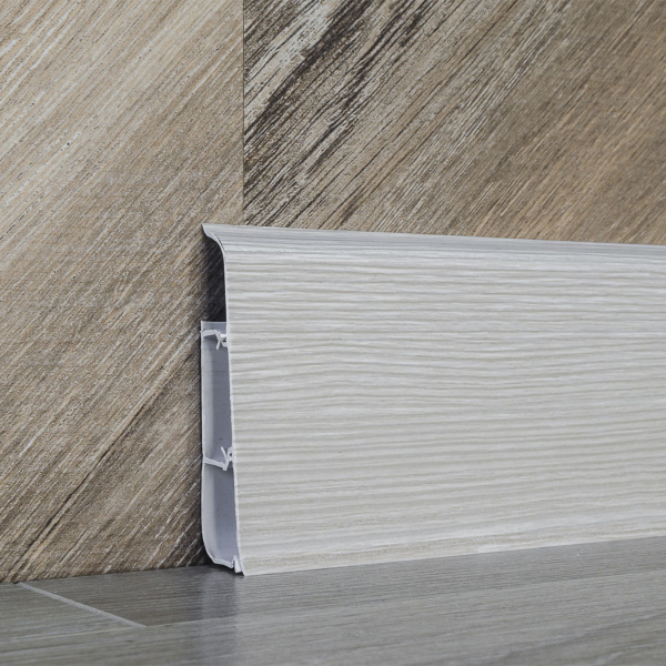 Плинтус напольный с кабель-каналами 70мм 2,2м "Деконика", 255 Ясень бьянко