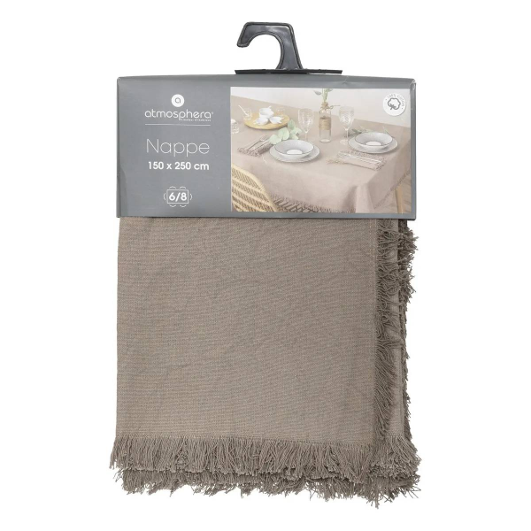 Скатерть Atmosphera 150х250 см с бахромой серая 194371B