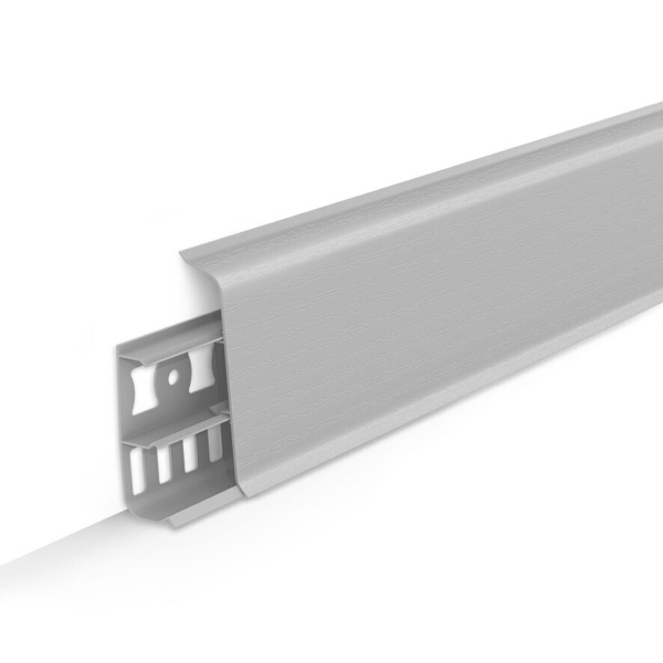 Плинтус напольный 70мм 2,2м "Деконика", 002 Светло-серый