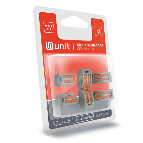222-415 Клемма (0,08-2,5мм 32А) блистер 6 шт UNIT NEW