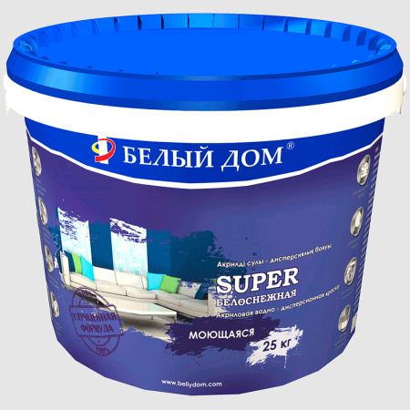 Краска акриловая моющаяся Белый Дом SUPER 25 кг