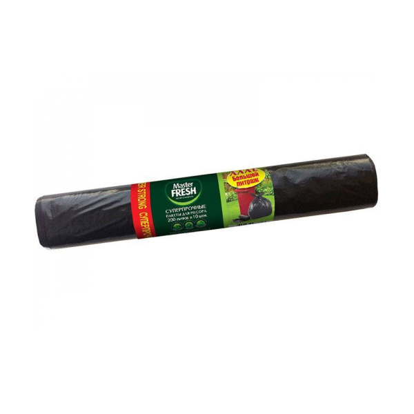 Пакеты для мусораMaster FRESH MFGB200–10R XXXL суперпрочные 200 литров, 10 штук (ЧЕРНЫЕ) 34мкм Пакеты для мусораMaster FRESH MFGB200–10R XXXL суперпрочные 200 литров, 10 штук (ЧЕРНЫЕ) 34мкм
