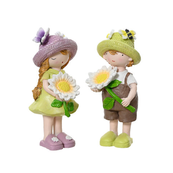 Фигура садовая мальчик девочка в ассорт. 2 дизайна 7,5х8,5х18 см 811831 Kmg