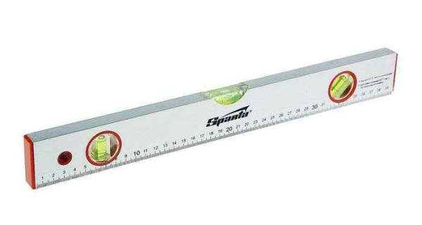 Уровень алюминиевый, 400 мм, 3 глазка, линейка// SPARTA