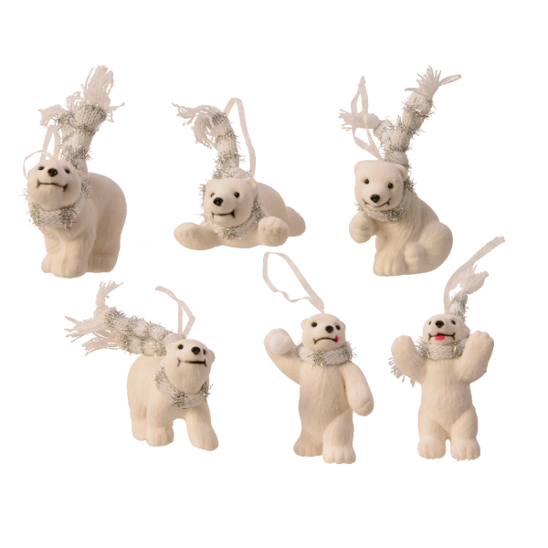 Украшение подвесное Kaemingk Полярный мишка 10х6х3,5 см 6 видов в ассорт.флок 520797