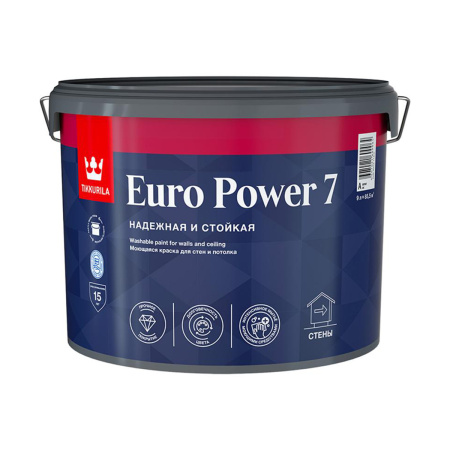 Краска интер. стойкая к мытью EURO POWER 7A мат 9л