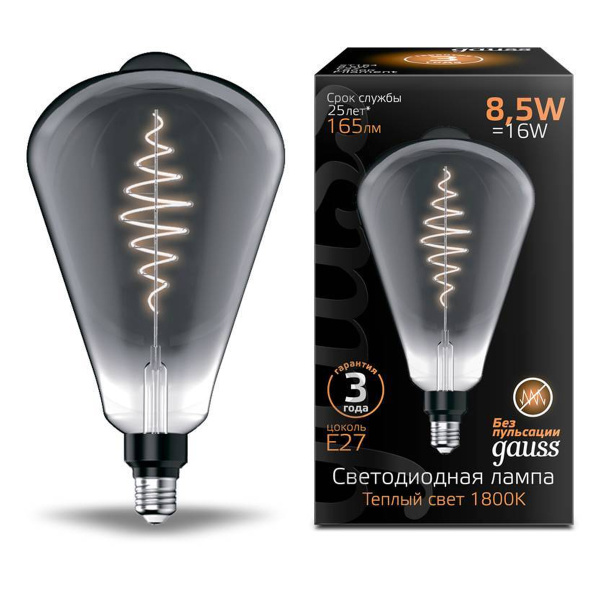 Лампа Gauss LED Filament ST164 8.5W Е27 165lm 1800К  gray flexible 157802005