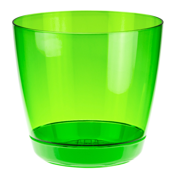 Кашпо IDEA ОРХИДЕЯ D140мм 1,5л с поддоном, Зеленый прозрачный