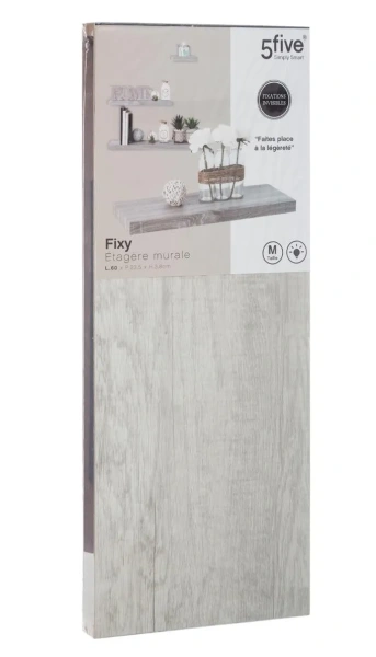 Полка настенная 5Five 60х23,5х3,8 см серый 138953D
