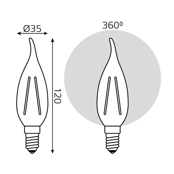 Лампа Gauss LED Filament Свеча на ветру 7W E14 550 lm 2700K (3 шт в упак.) 104901107T